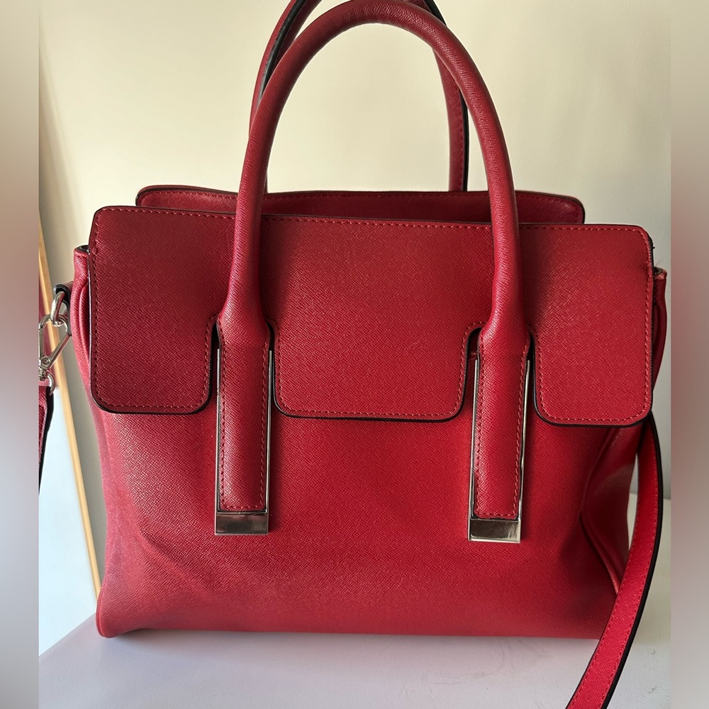 CHRISTIAN SIRIANO New York Bright Red Rosalie Leather Handbag/with strap
